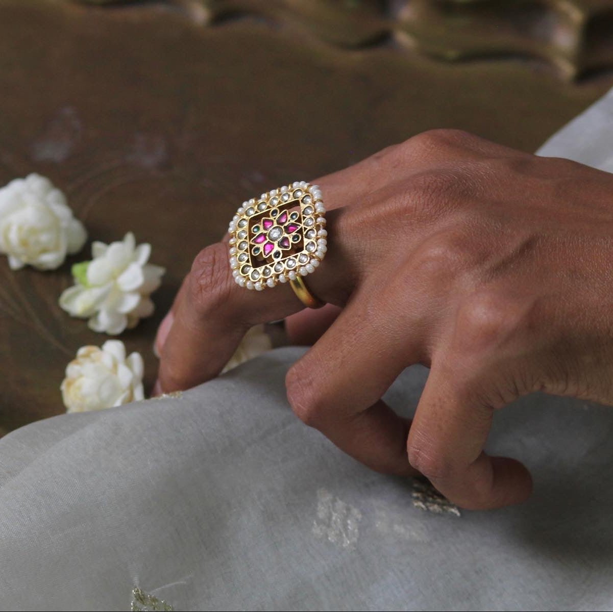 Classic Kundan Jadau Silver 92.5 Ring