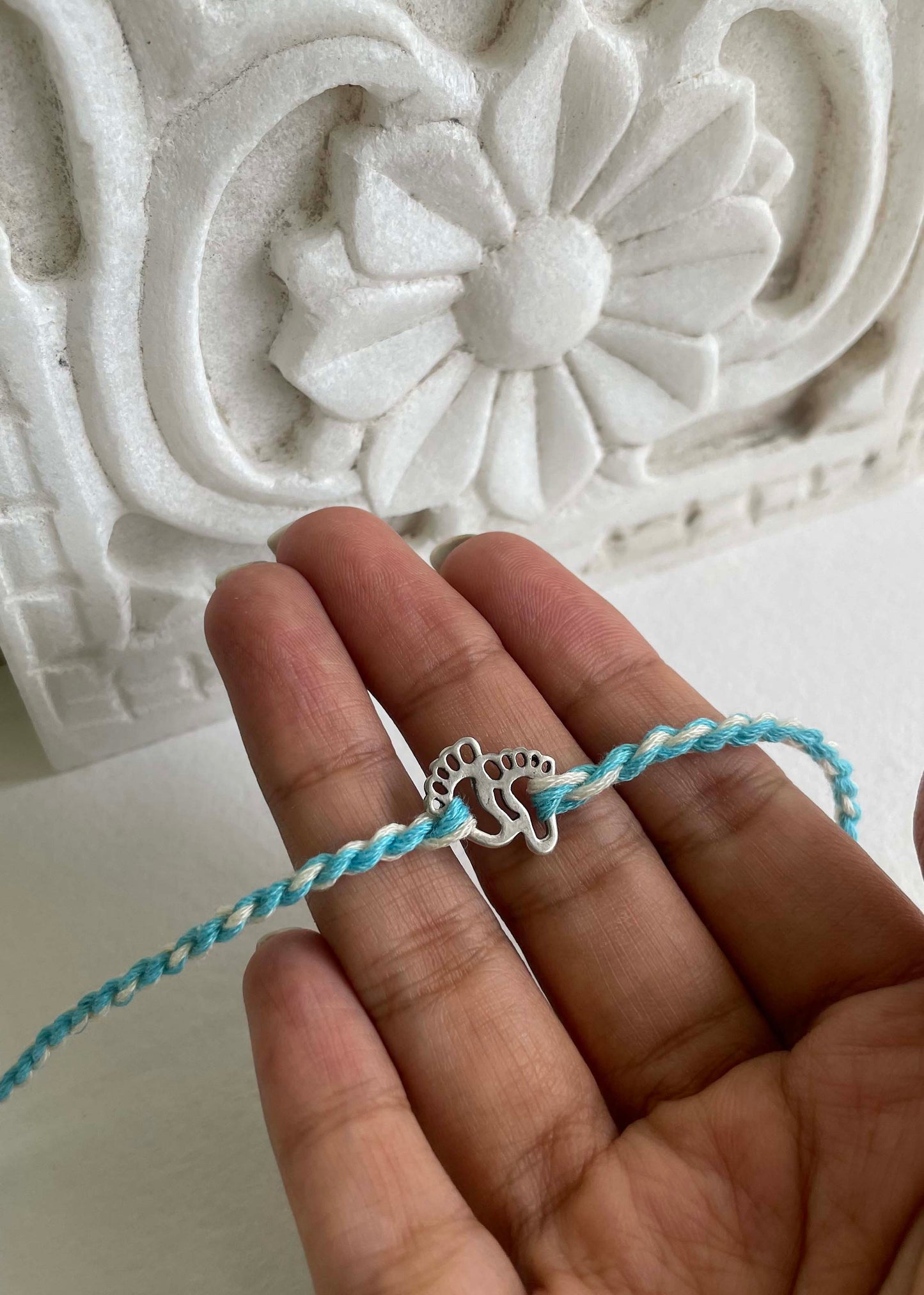 Handmade Baby Feet rakhi in sterling silver