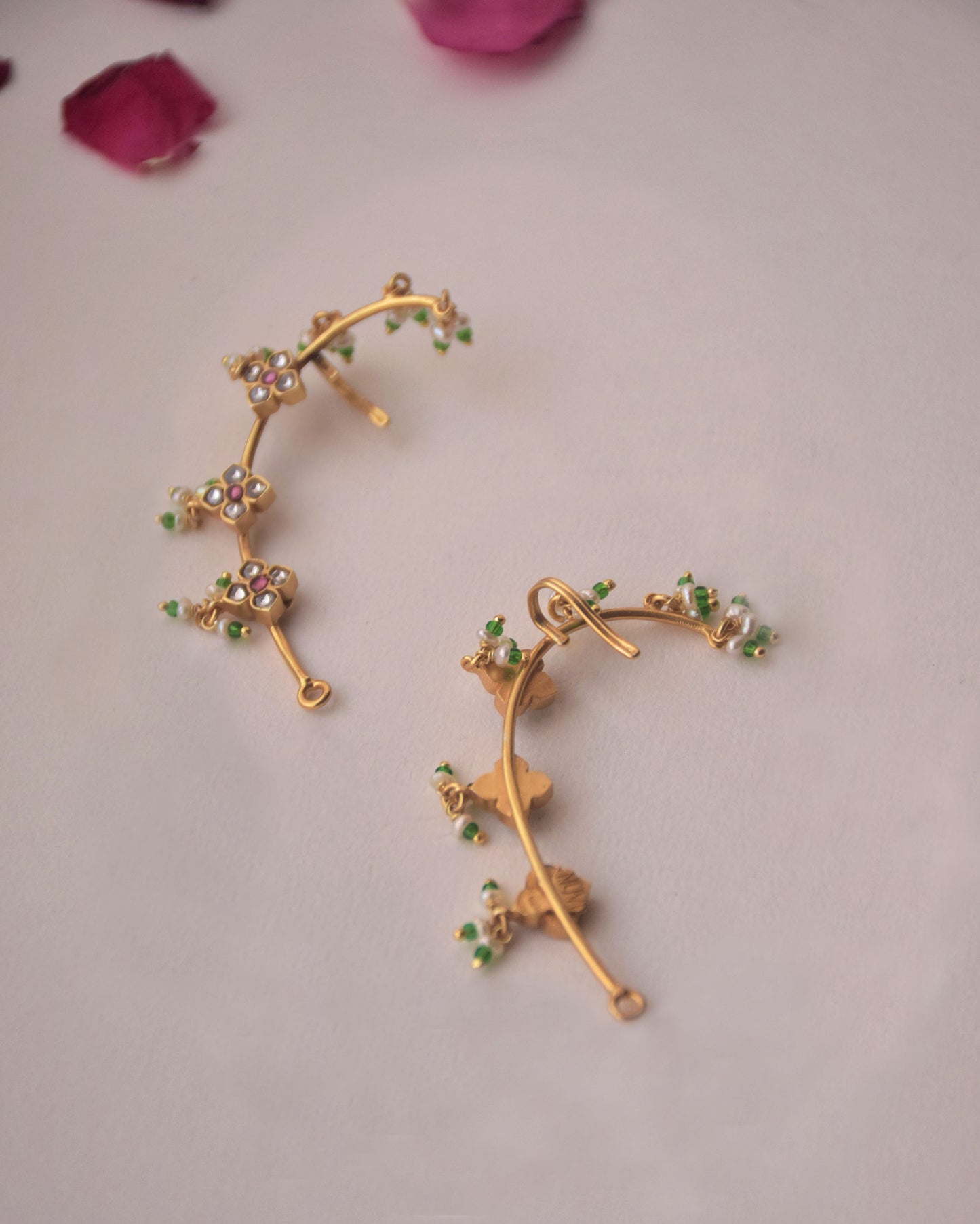 Aarini silver ear cuff with gold polish finish, lightweight statement jewelry for women | NUVI JEWELS