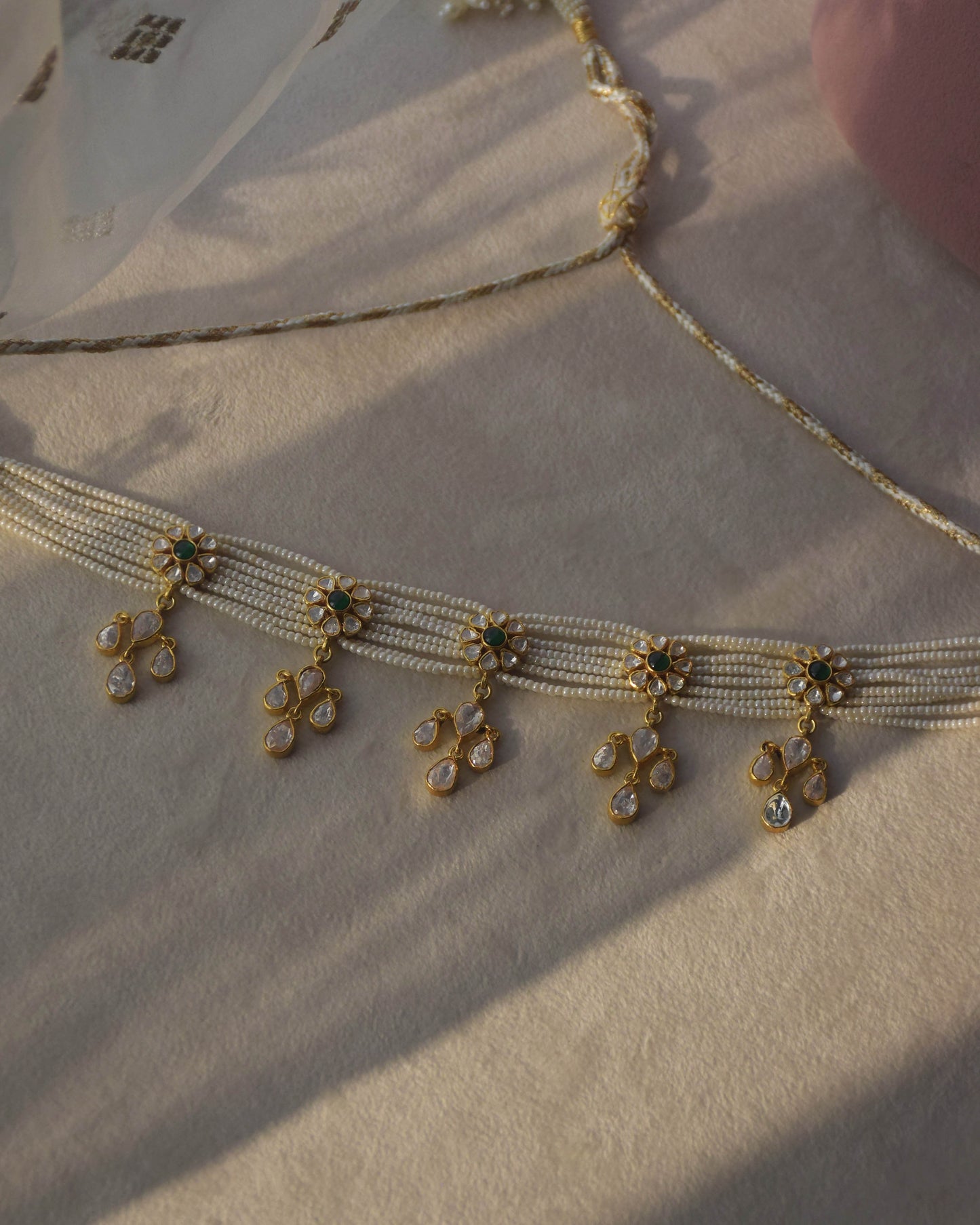 Nuvi Jewels designer Ruhani choker in 925 silver featuring intricate moissanite polki craftsmanship