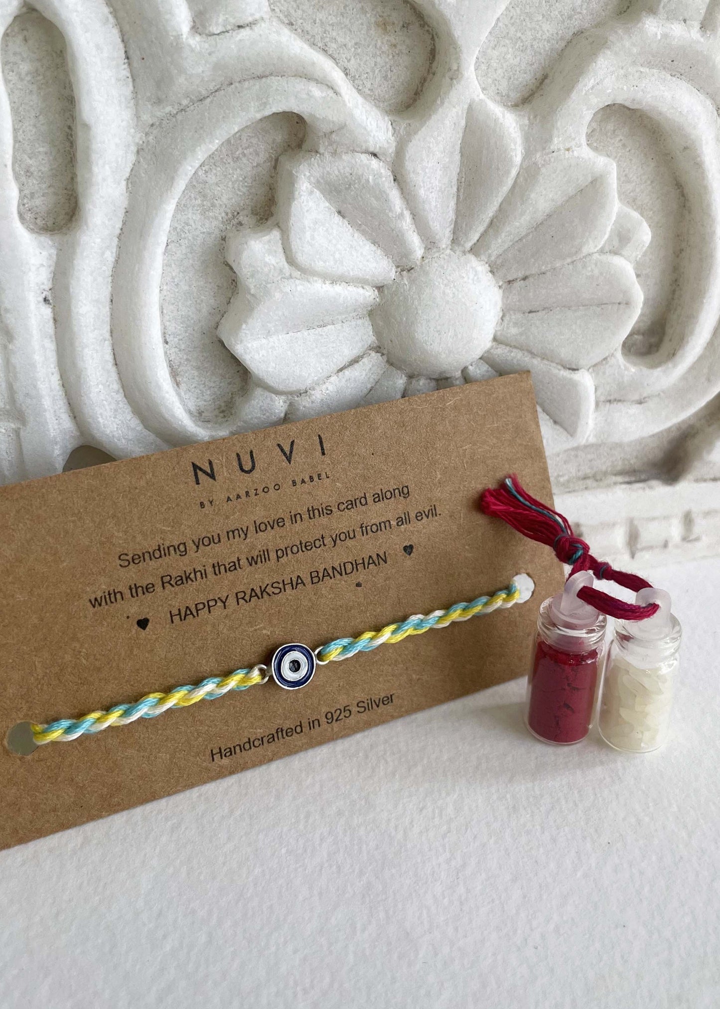 Evil Eye 925 Silver Kids Rakhi – Nazar Wali Chandi Rakhi for Baby Boy Chhote Bhai | NUVI JEWELS