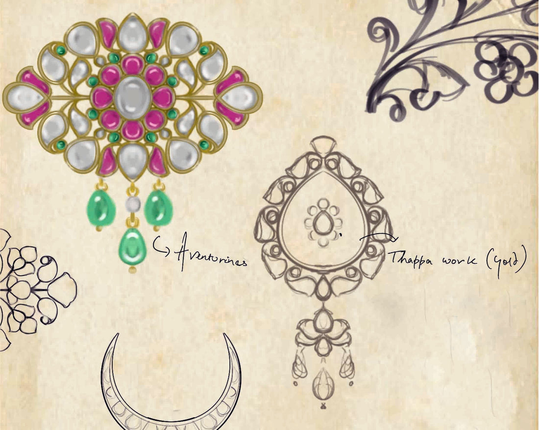 Sketch of a 925 Silver Jadau Pendant