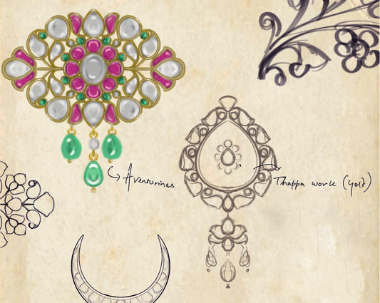 Sketch of a 925 Silver Jadau Pendant