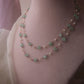 Avantika Mala crafted in 925 sterling silver, featuring two elegant strands of natural green Aventurine beads paired with lustrous freshwater pearls.