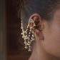 Mithali Sahara Earrings with three-layer kaanchain and floral earcuff.