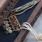 Aayat Choker handcrafted in 925 silver with radiant gold polish, featuring a chic rectangular design inspired by Rajasthani Aad necklaces. Adorned with vibrant multi-colored Jadau stones