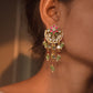 Rajlakshmi Earrings handcrafted in 92.5 sterling silver featuring intricate jadau stonework, delicate pearls, and aventurine beads.