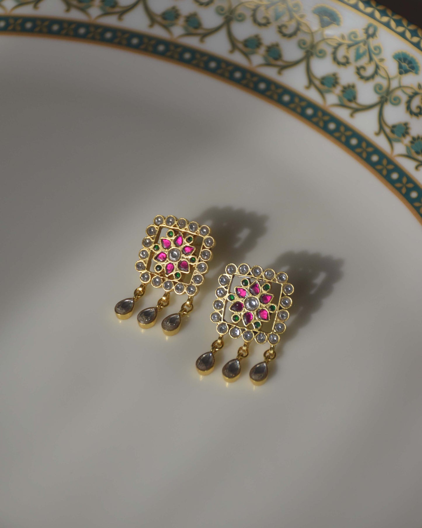 crafted Rohini Earrings in 925 silver Gold Plated With Hanging