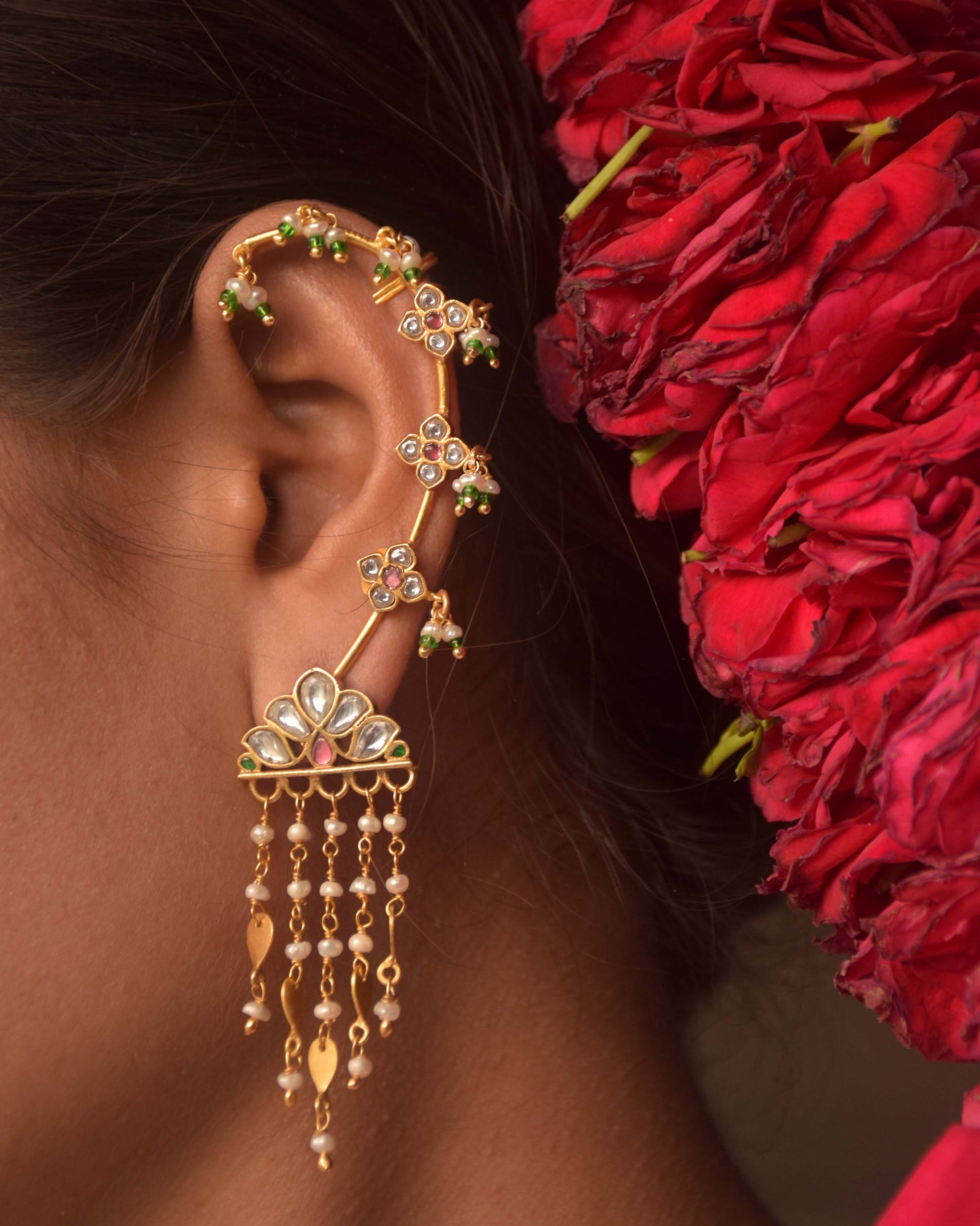 925 sterling silver Aarini Earcuffs, handcrafted traditional Indian ear cuff by NUVI JEWELS