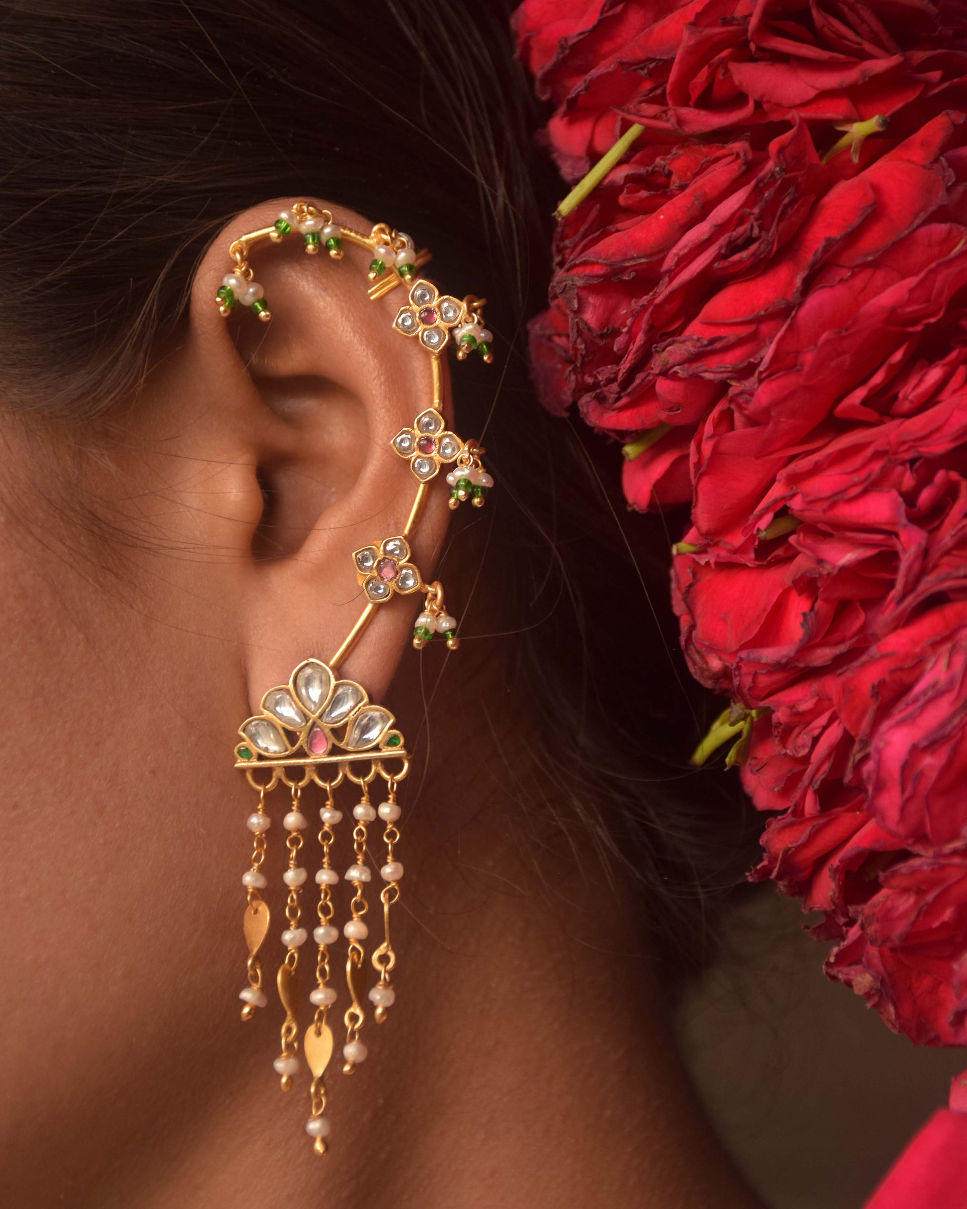 925 sterling silver Aarini Earcuffs, handcrafted traditional Indian ear cuff by NUVI JEWELS