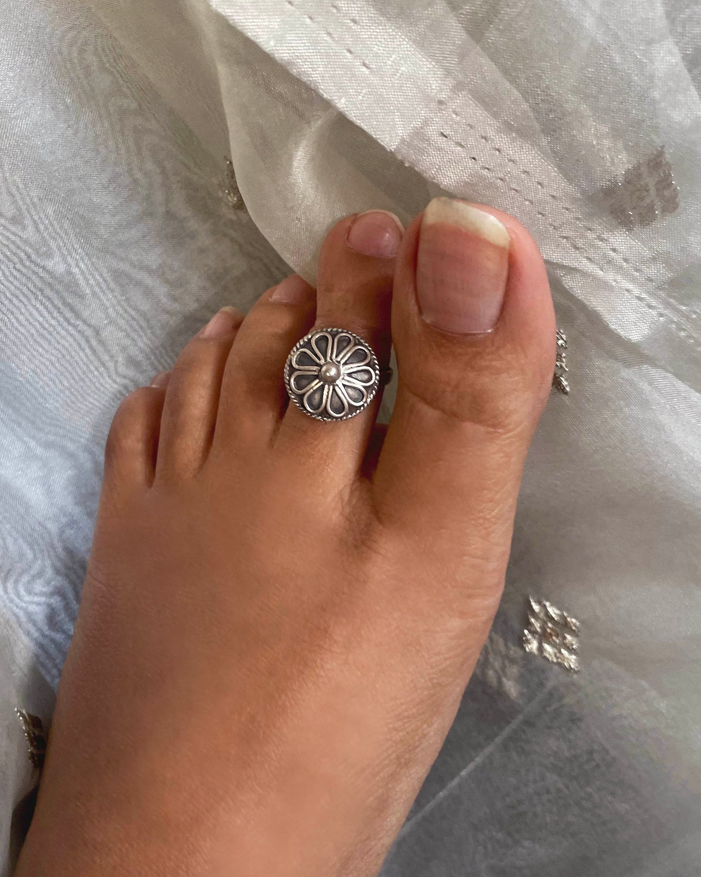 Handmade 92.5 silver toe ring with minimal contemporary styling