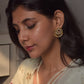 andcrafted 925 silver Chand Phool Earstuds with gold finish and intricate Jadau stones, perfect for festive, bridal, or traditional Indian styling.