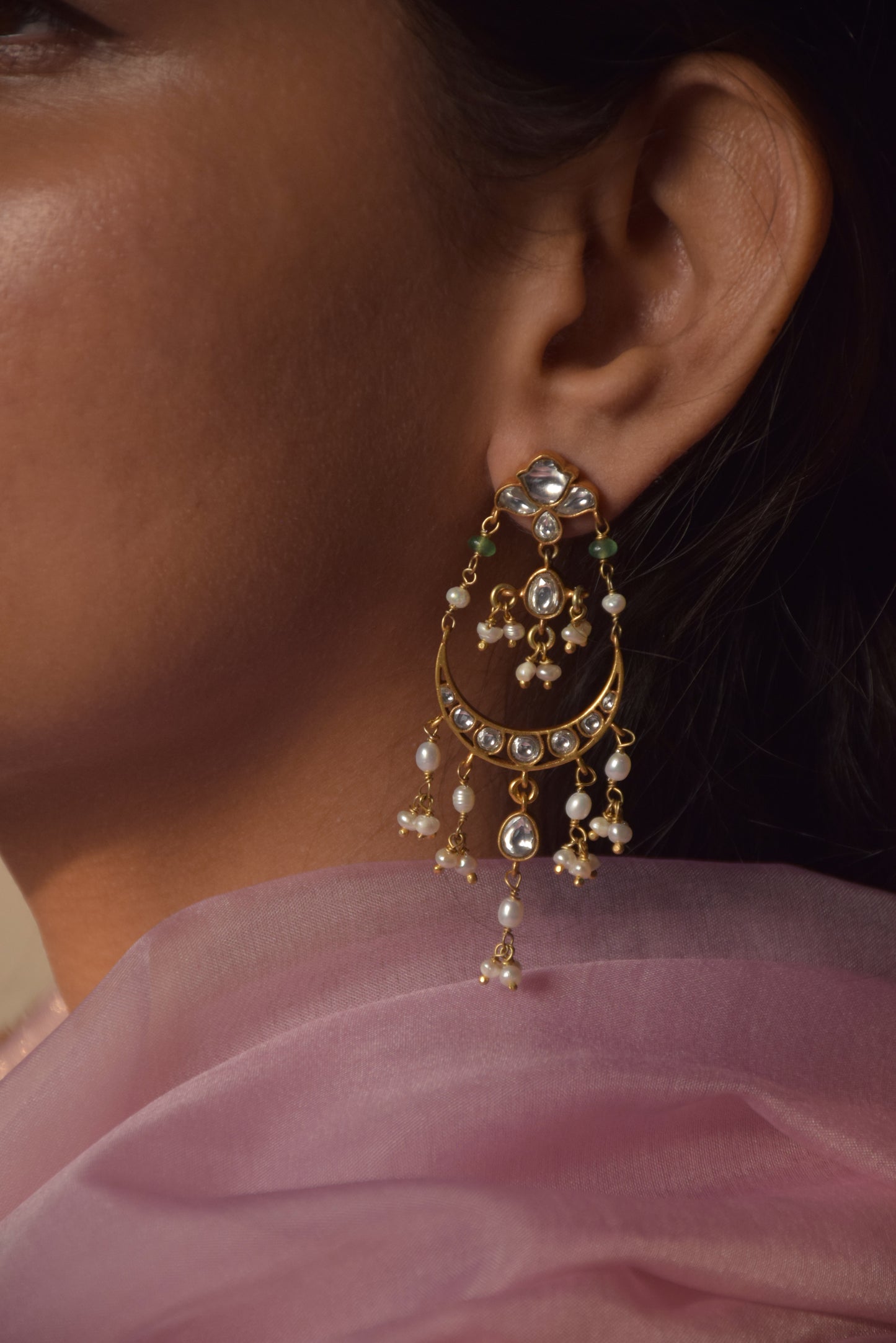 Saadgi Jadau Chandbali Earrings