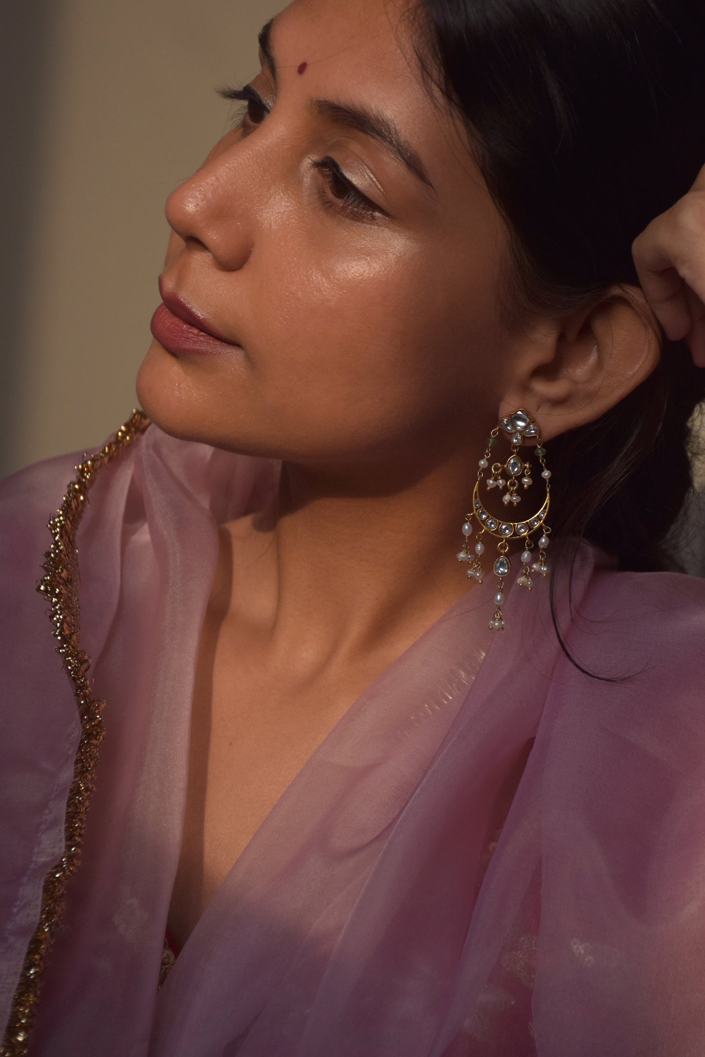 Saadgi Jadau Chandbali Earrings