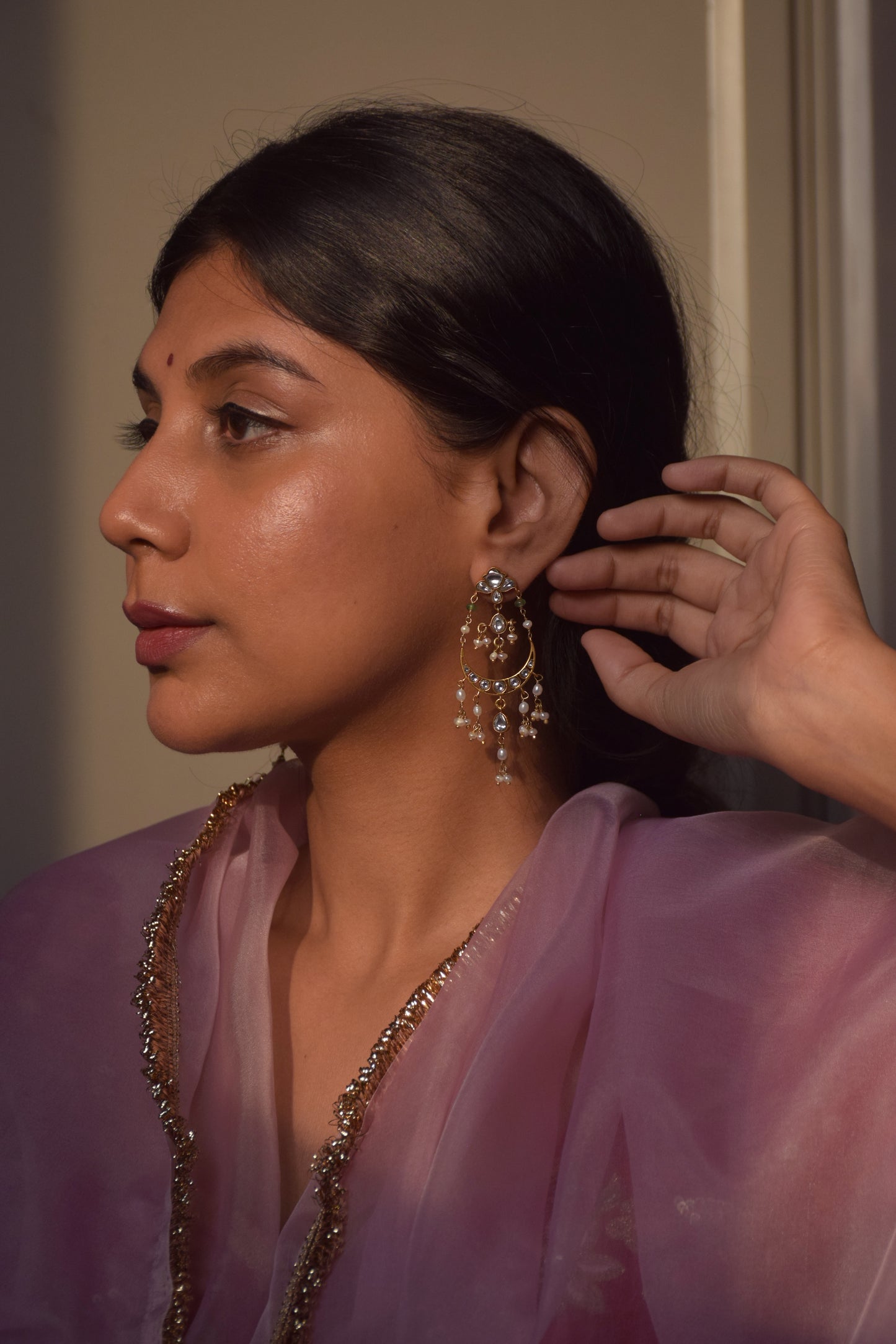 Saadgi Jadau Chandbali Earrings