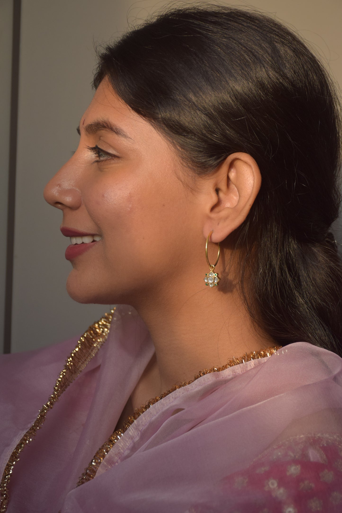 Pihu Jadau Hoop Earrings