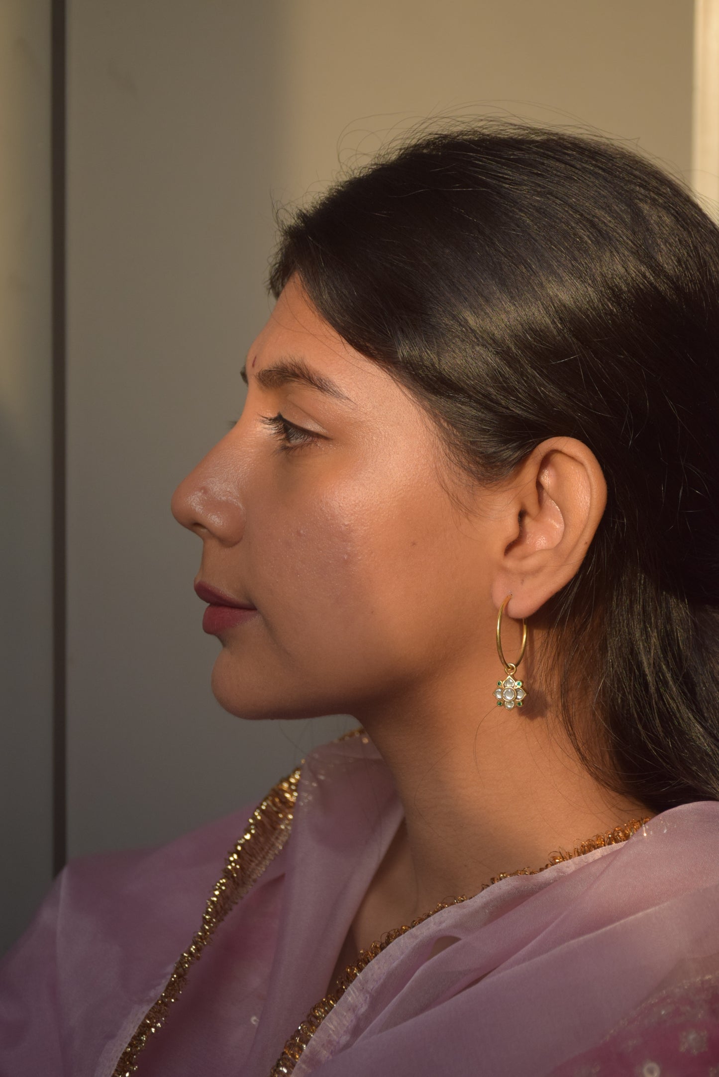 Pihu Jadau Hoop Earrings