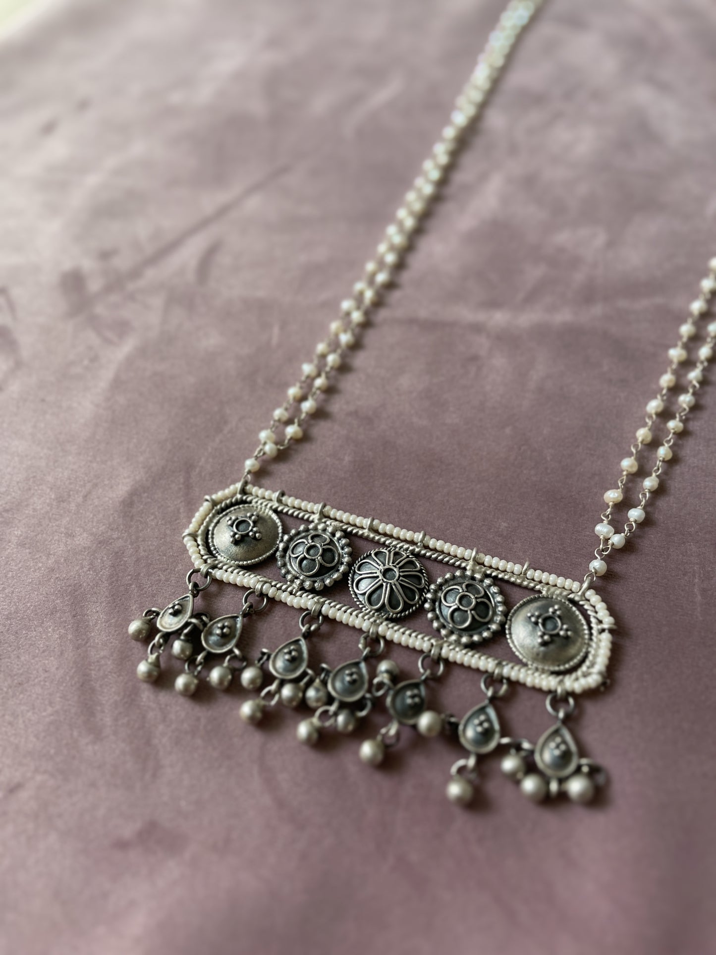 Keyuri Oxidised Silver Necklace