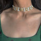 Gold-plated 925 sterling silver choker with moissanite stones and delicate pearl accents, minimal and timeless design