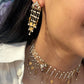 Graceful earrings in sterling silver and gold plating with floral Jadau motif and pearl drops
