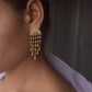 Elegant Indian earrings in sterling silver with gold plating, floral Jadau stones, and pearl drops