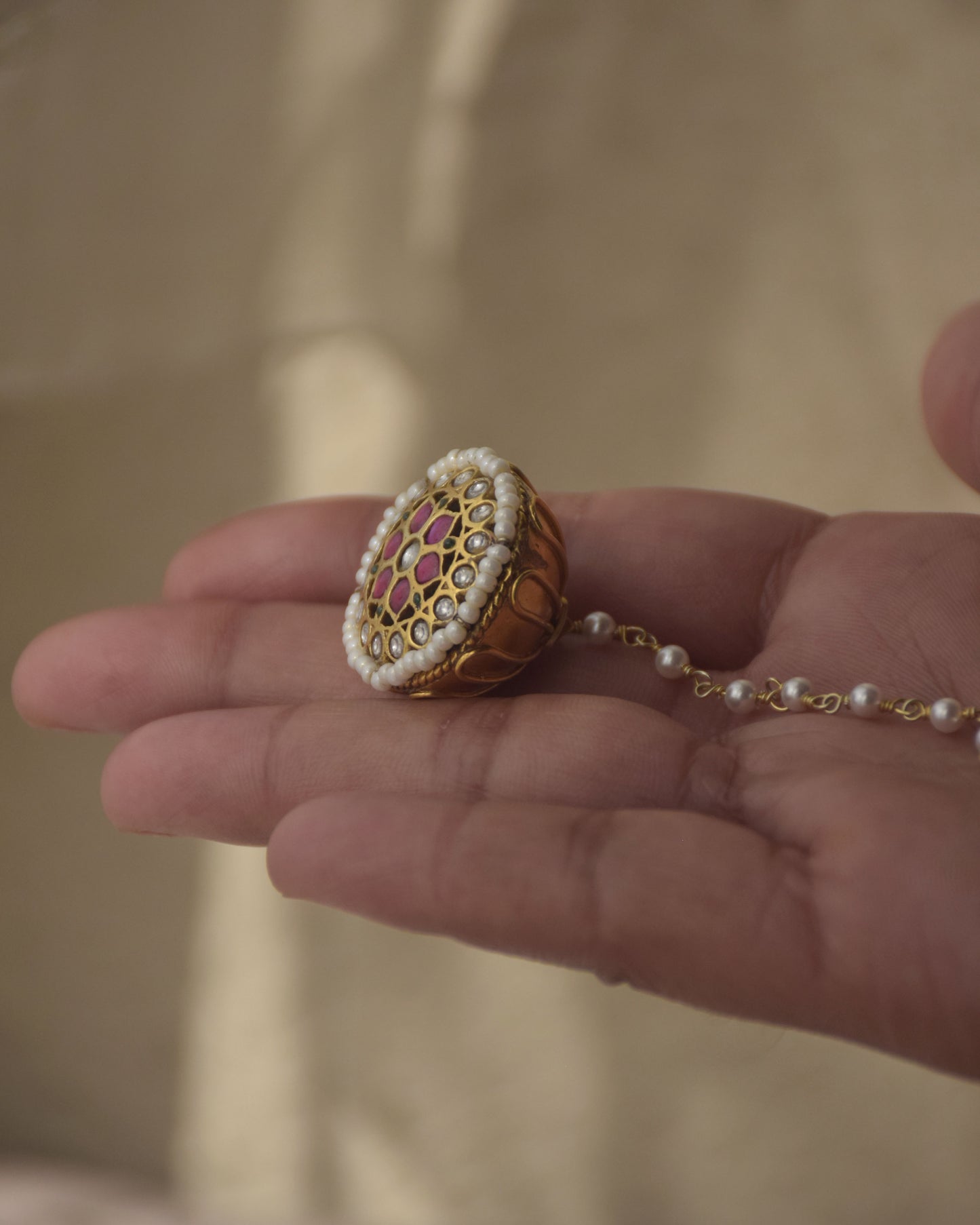 Nuvi Jewels designer Aneri Borla in 925 silver gold plated with intricate jadau stone work