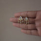 Nuvi Jewels small jadau earstuds in 925 silver with gold plating and freshwater pearl accents