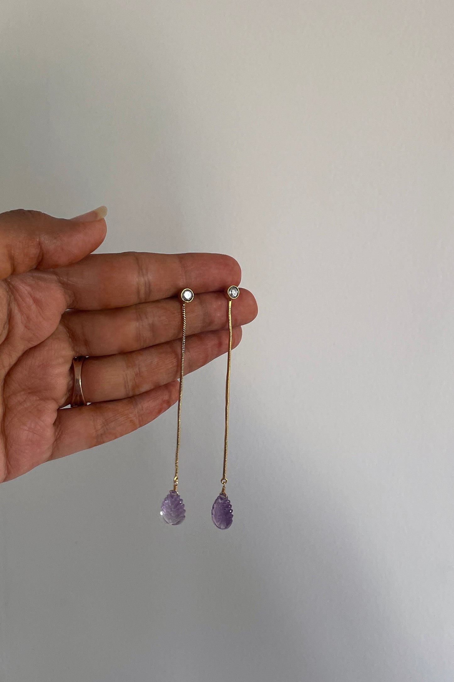 Amethyst Chain Earrings