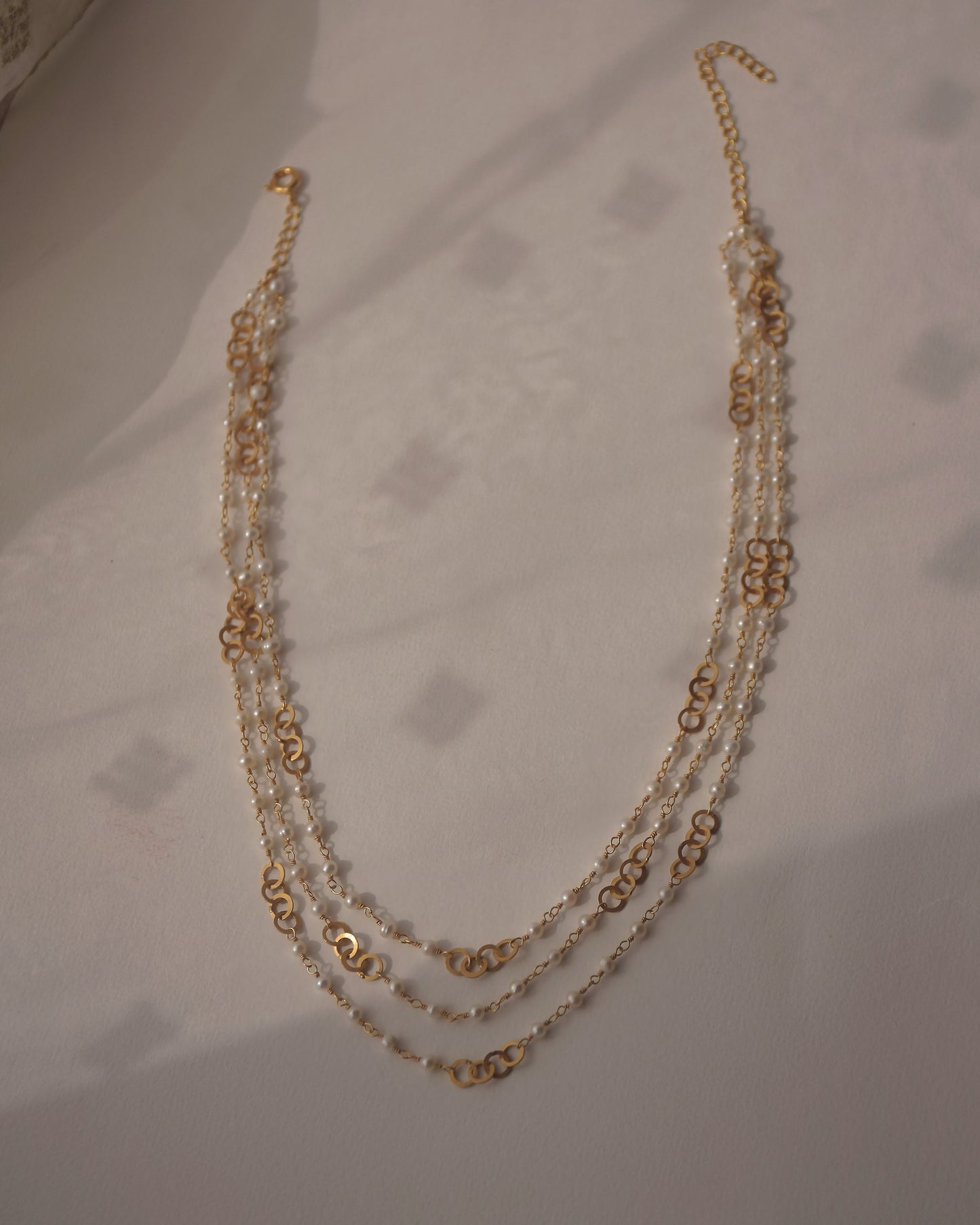 Handcrafted silver Lehera Pearl Mala styled for bridal and festive wear | NUVI JEWELS