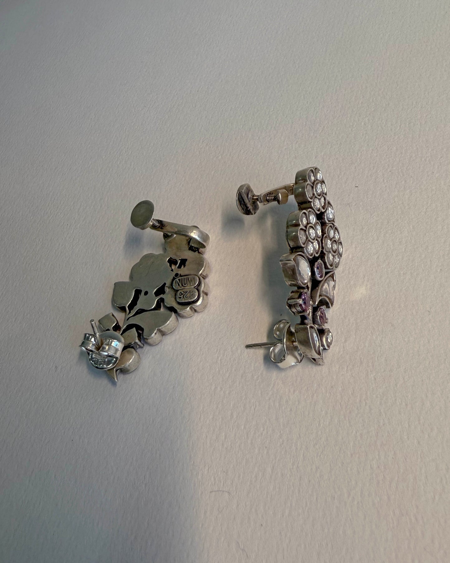 Nuvi Jewels designer Laasya Earcuffs in 925 silver gold plated adorned with floral motifs and comfortable screw mechanism