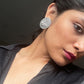 Mora Chappai oxidized silver earstuds – elegant handcrafted earrings ideal for casual wear, perfect for pairing with a classic white shirt.