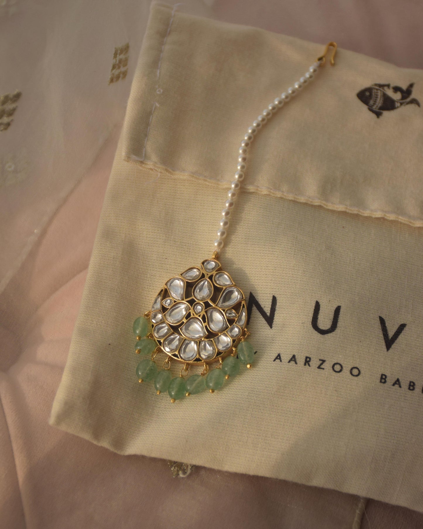 Ethnic 925 sterling silver maang tikka with gold-plated jadau craftsmanship
