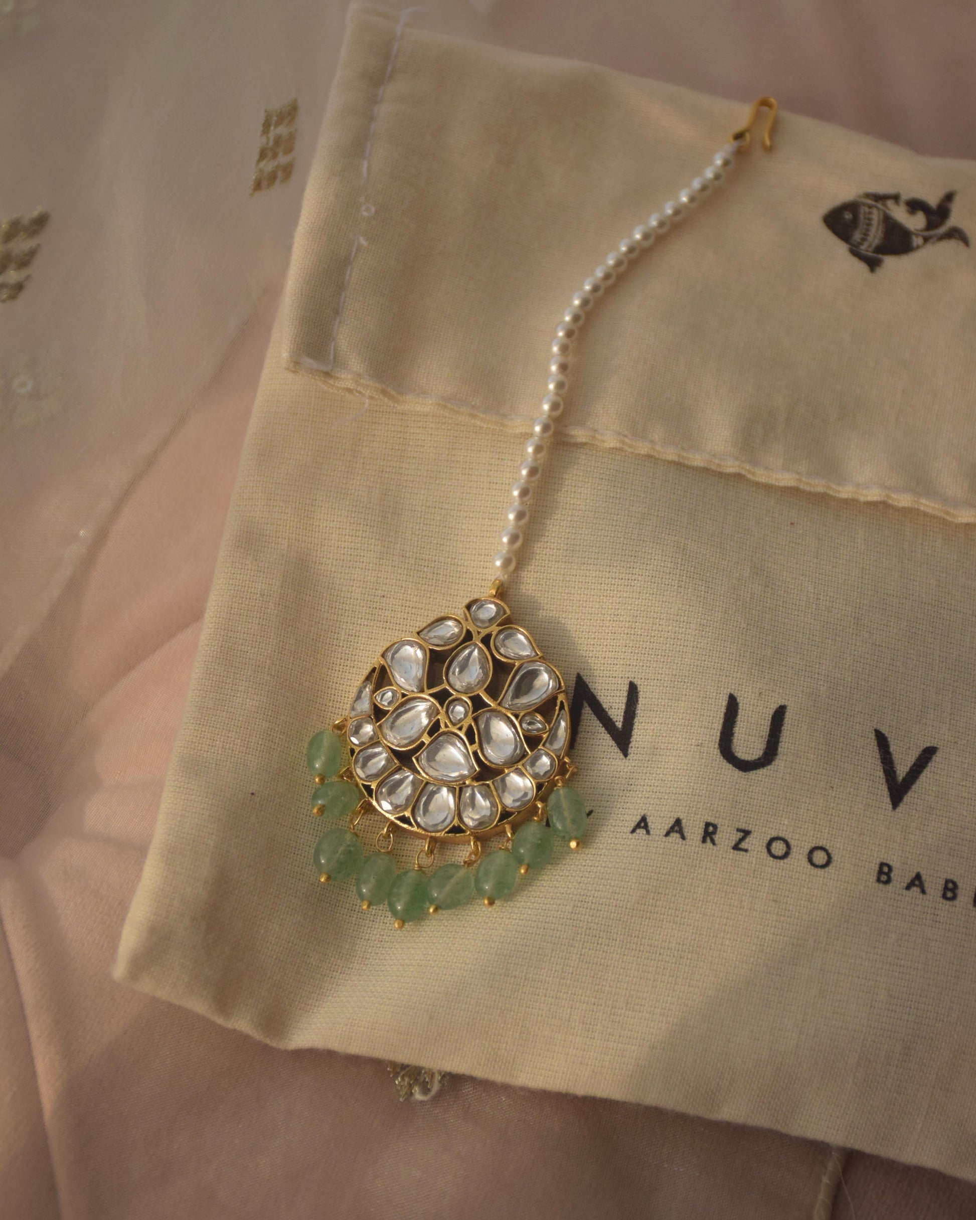 Ethnic 925 sterling silver maang tikka with gold-plated jadau craftsmanship