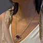 Handcrafted Nuvi Jewels pendant in 925 silver with gold plating, pink stone centerpiece and polki accents