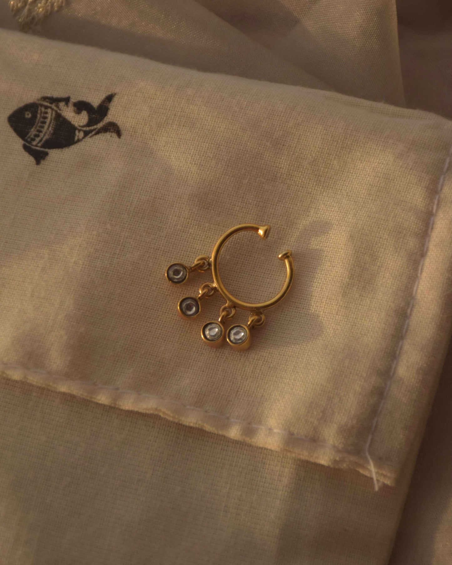 Nuvi Jewels handcrafted 925 sterling silver gold plated jadau nath with traditional detailing   925 pure silver statement jewelry handmade in Ahmedabad
