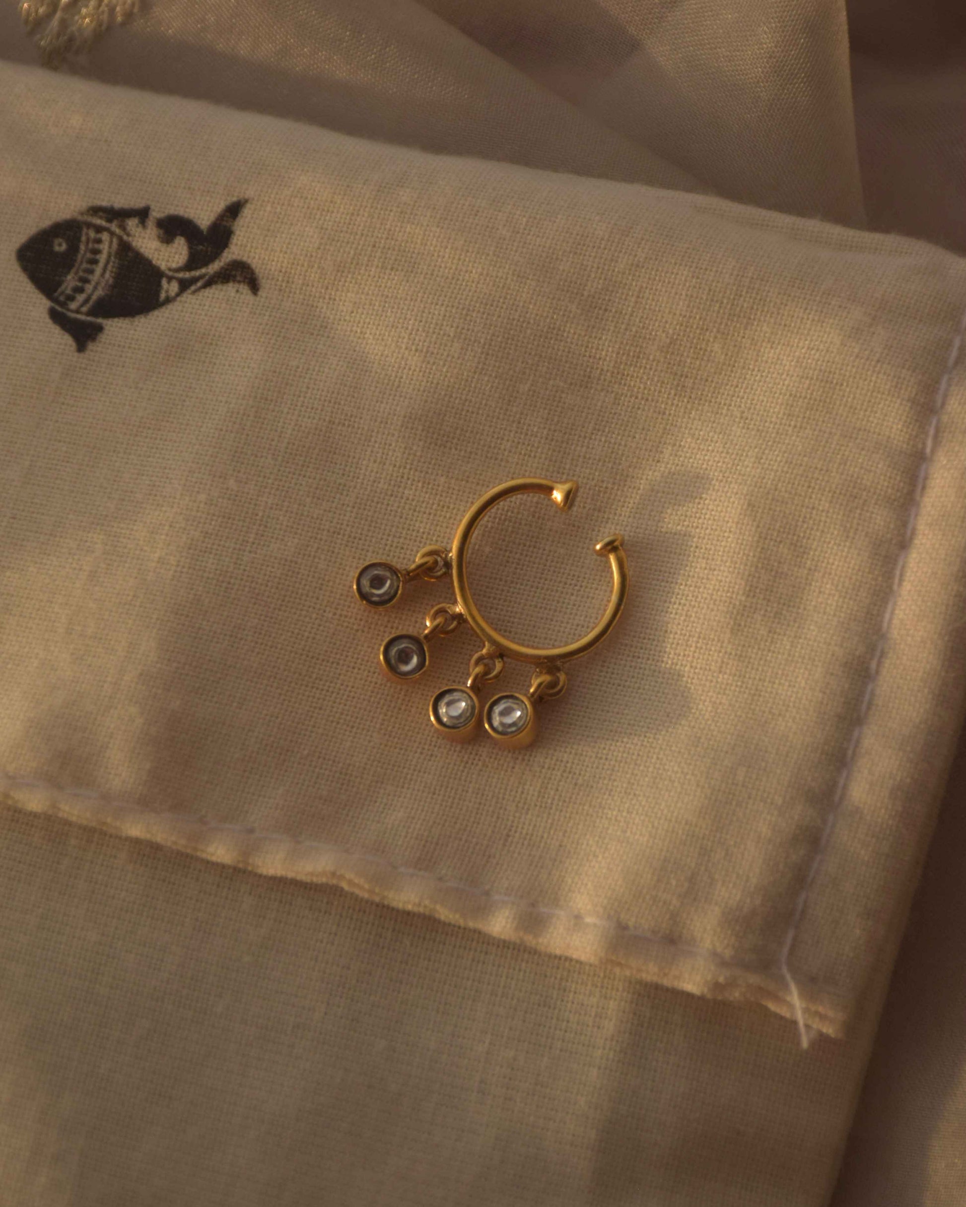 Nuvi Jewels handcrafted 925 sterling silver gold plated jadau nath with traditional detailing   925 pure silver statement jewelry handmade in Ahmedabad
