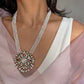 Handcrafted Nuvi Jewels Gulnaar necklace in 92.5 silver with gold plating, jadau work and pearls