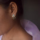 Handcrafted Nuvi Jewels Maaeri earstuds in 92.5 silver with traditional jadau work and pearl drops