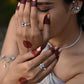 Handcrafted Nuvi Jewels Mehakti Adjustable Ring in 92.5 silver featuring delicate jadau-studded blooms