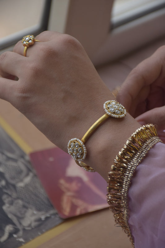 Mogra Bangle handcrafted in 925 silver with a radiant gold polish.