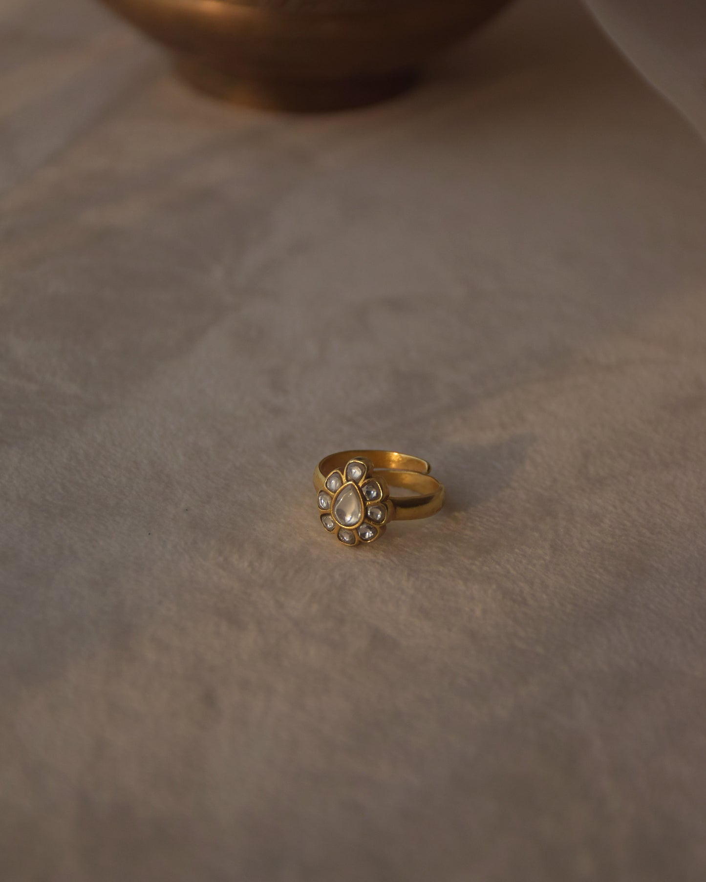 Nuvi Jewels designer Kundan Jadau ring in 925 silver gold plated with traditional stone craftsmanship