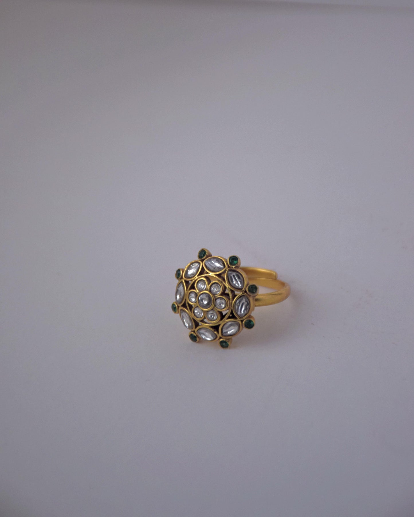 Nuvi Jewels designer jadau ring in 925 silver featuring heritage inspired craftsmanship