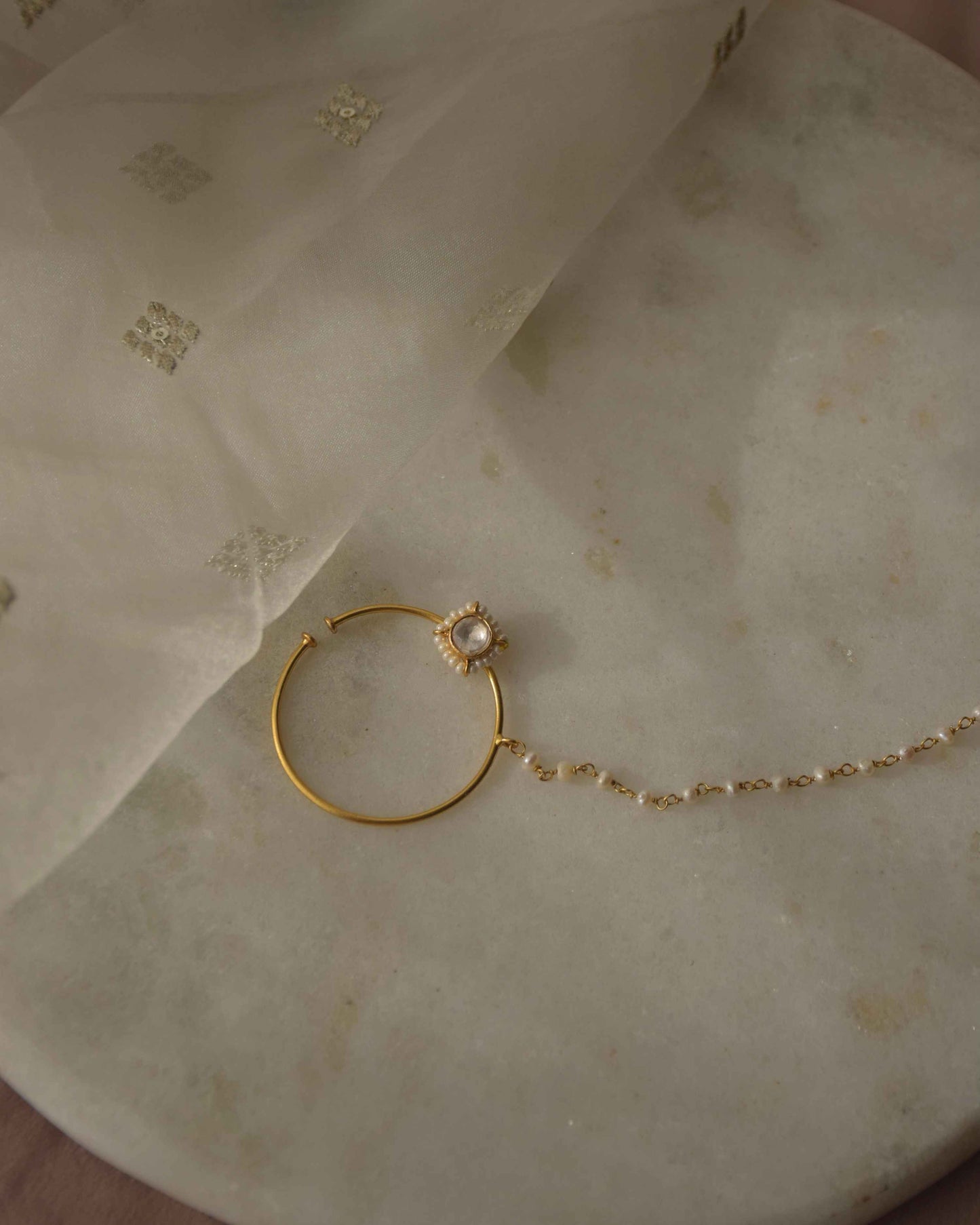 Nuvi Jewels heritage inspired polki nath featuring handcrafted 925 silver gold plated design