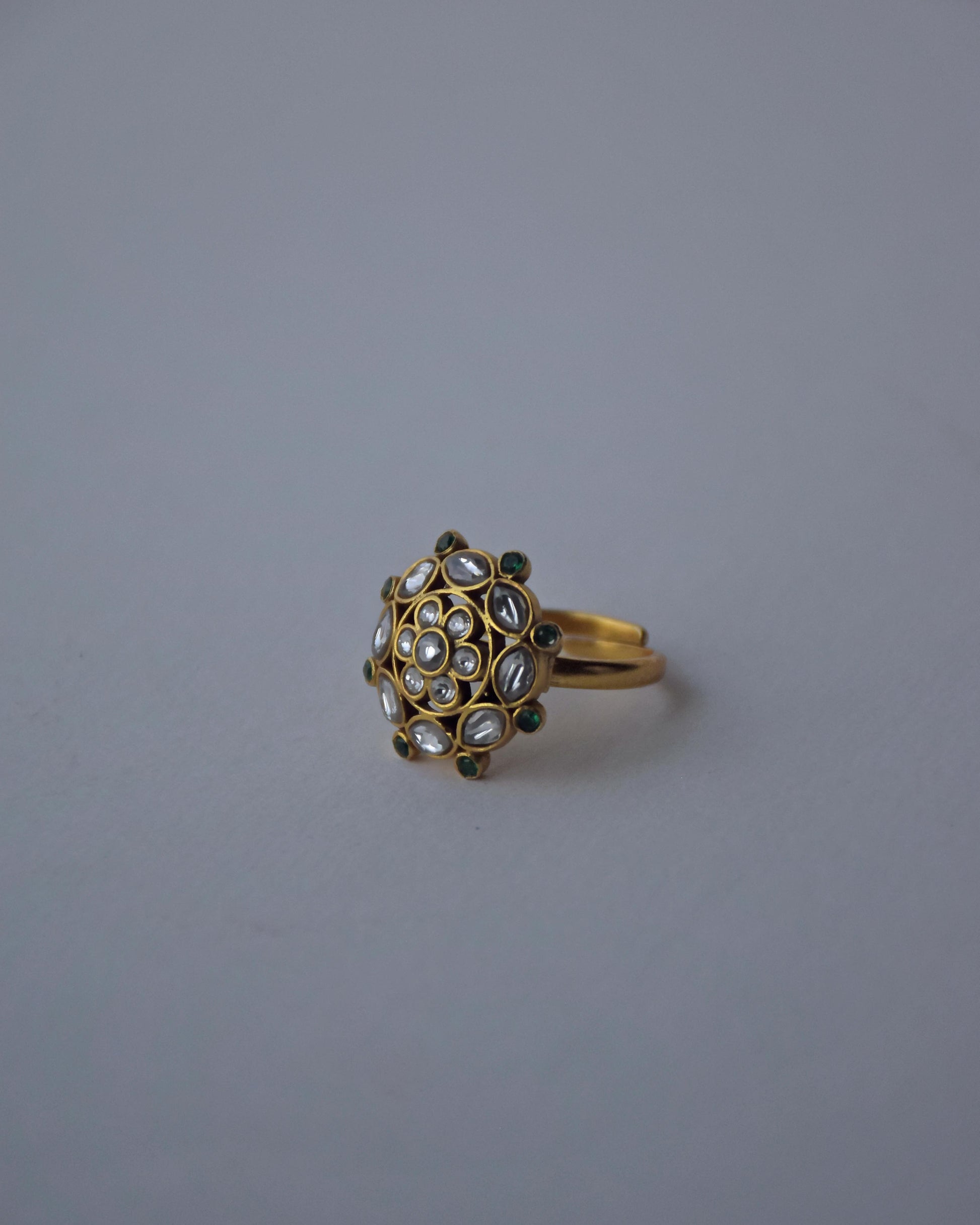 Nuvi Jewels designer jadau ring in 925 silver featuring heritage inspired craftsmanship