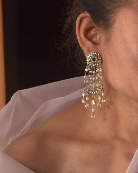 Nuvi Jewels handcrafted Pasa earrings in 925 sterling silver with gold plating and freshwater pearls