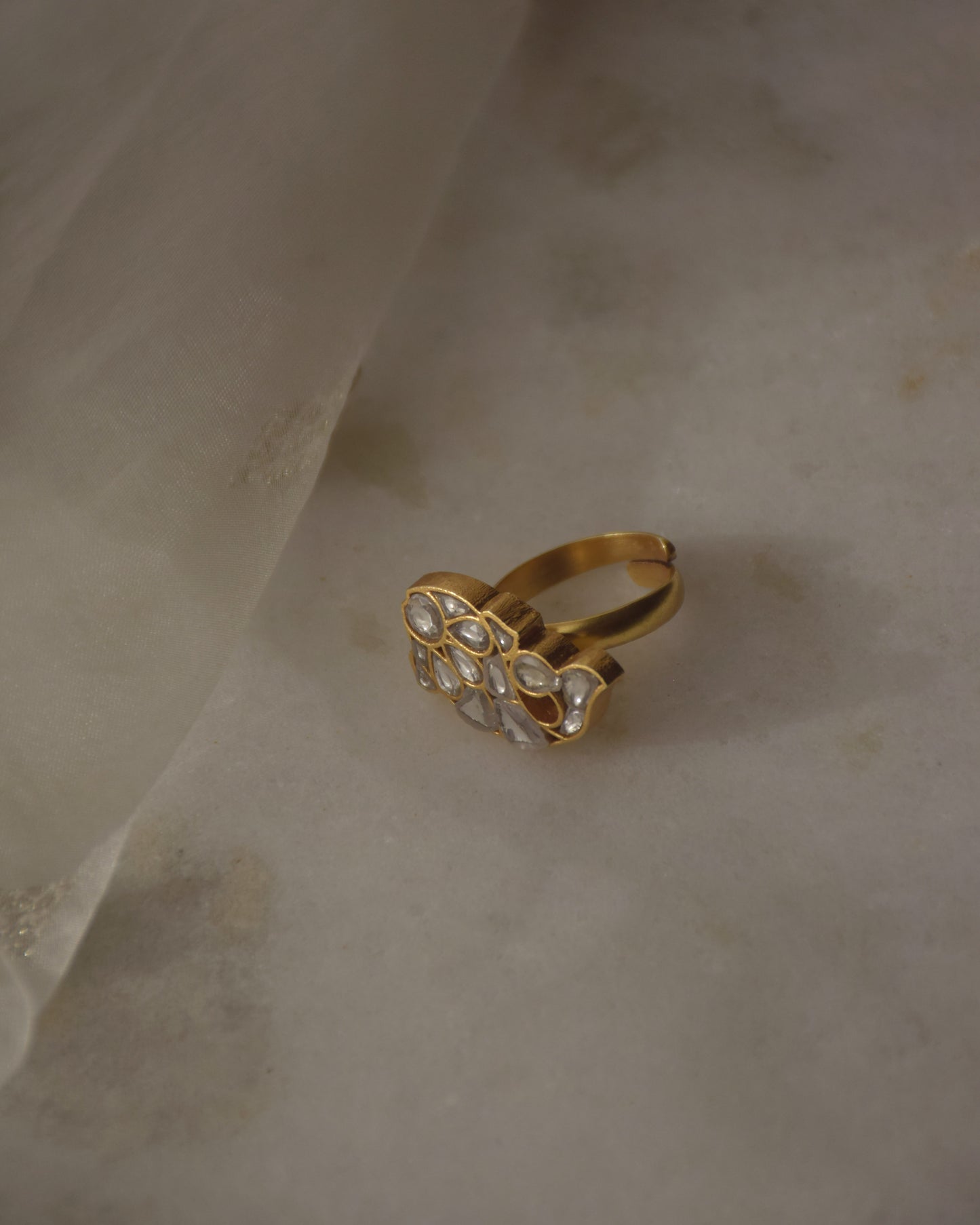 Nuvi Jewels designer jadau ring in 925 silver featuring classic jadau craftsmanship