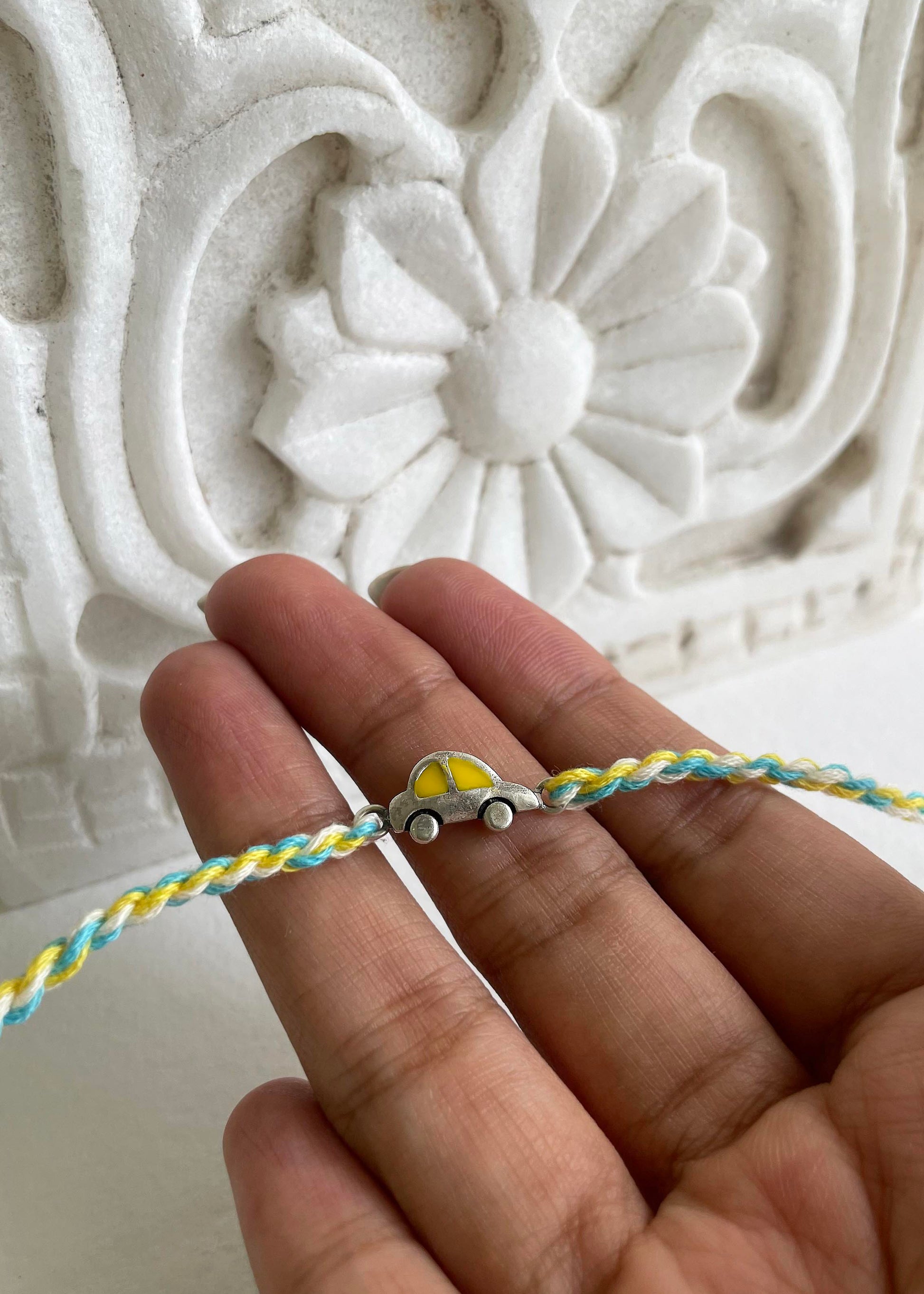 Mini Car 925 Silver Kids Rakhi – Cute Chandi Rakhi for Baby Boy Chhote Bhai | NUVI JEWELS