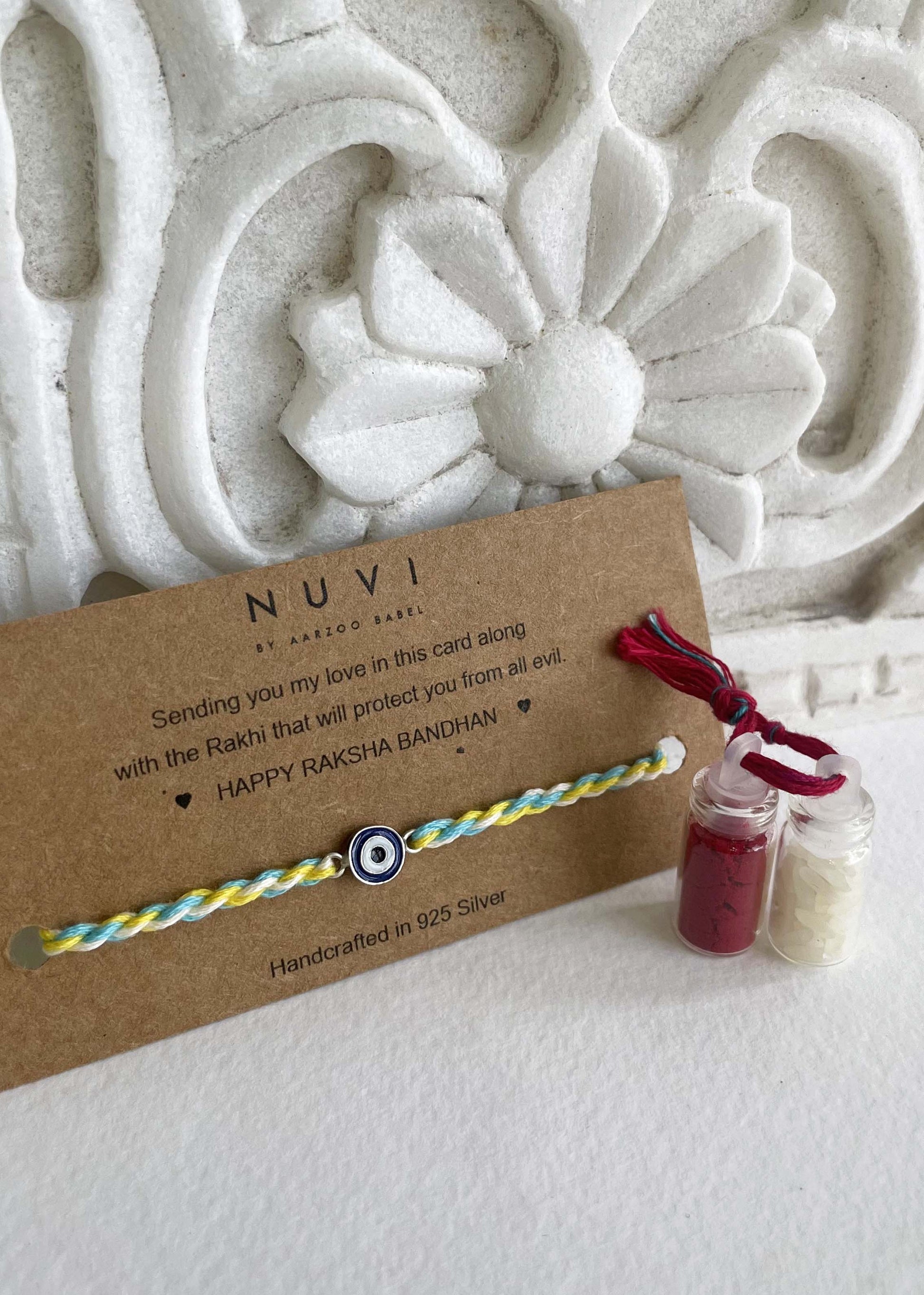 Evil Eye 925 Silver Kids Rakhi – Nazar Wali Chandi Rakhi for Baby Boy Chhote Bhai | NUVI JEWELS