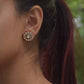 Saanjh 925 silver floral earstuds featuring Polki stones and vibrant pink ad stones.