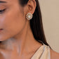 925 sterling silver polki ear studs with gold finish, elegant traditional Indian jewelry by NUVI JEWELS